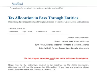 Tax Allocation in Pass-Through Entities  Minimizing Tax Impact Through Strategic Allocation of