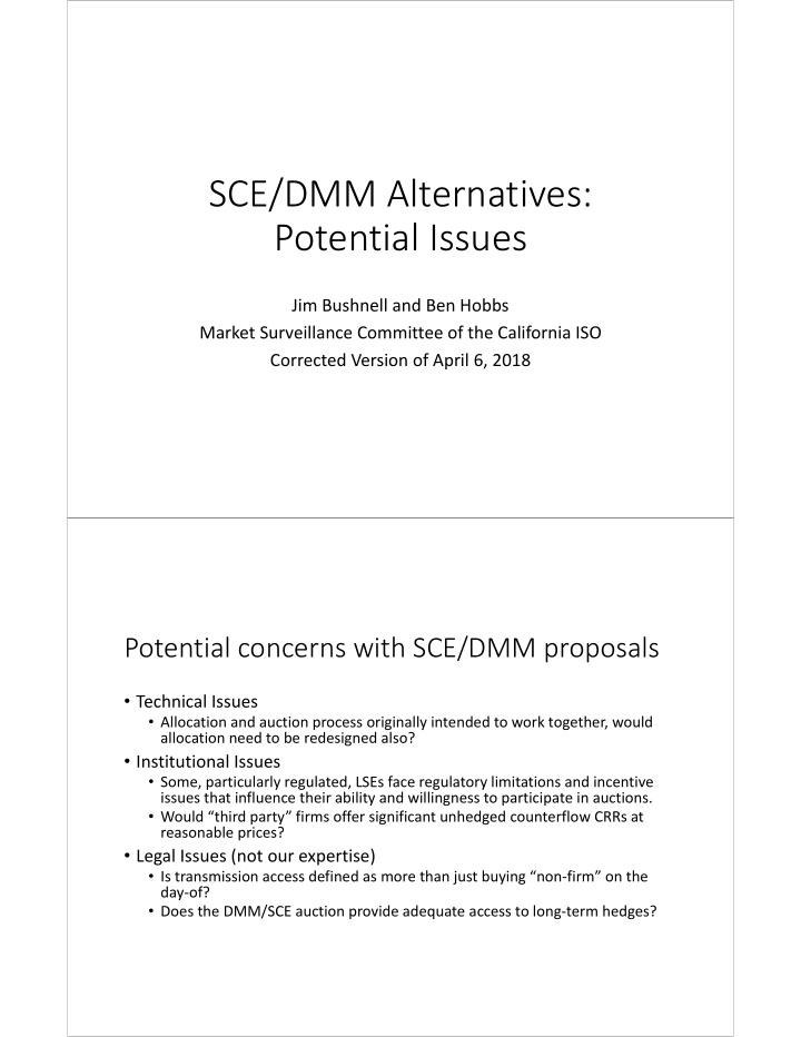 sce dmm alternatives potential issues