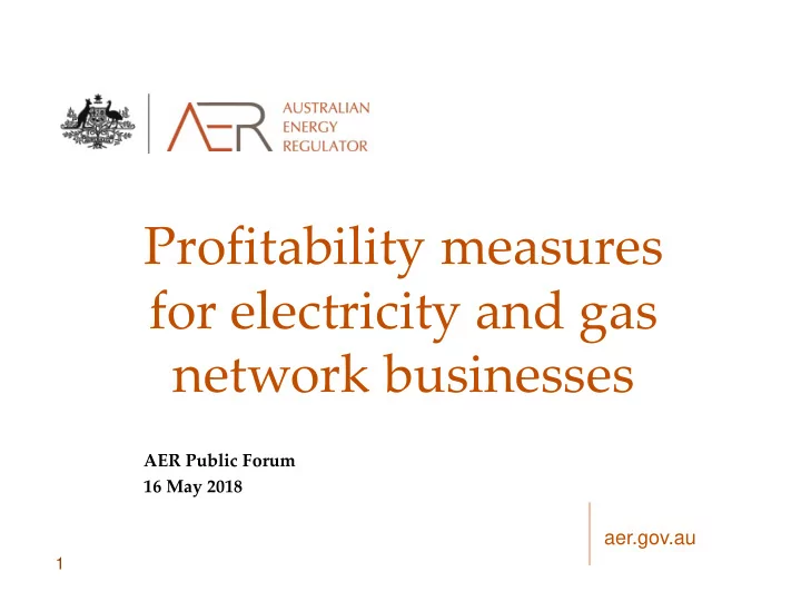 profitability measures for electricity and gas network