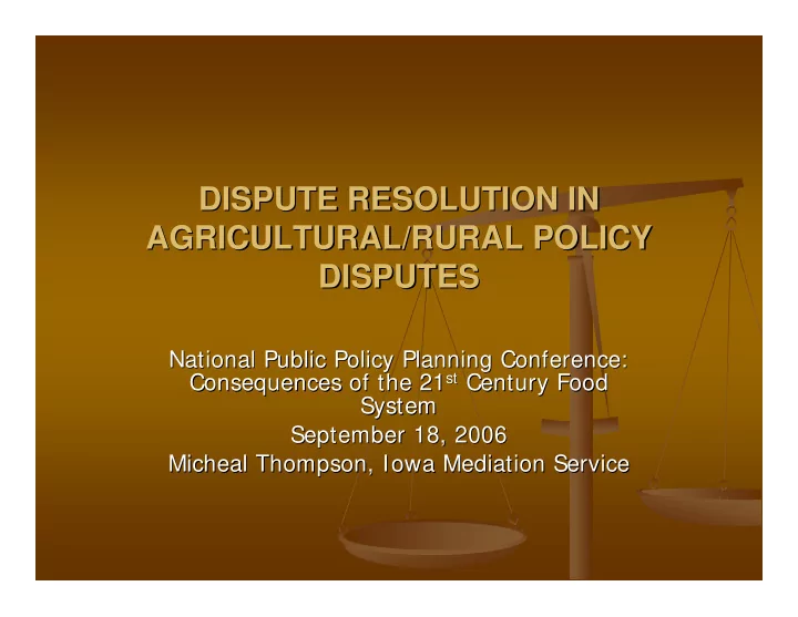 dispute resolution in dispute resolution in agricultural