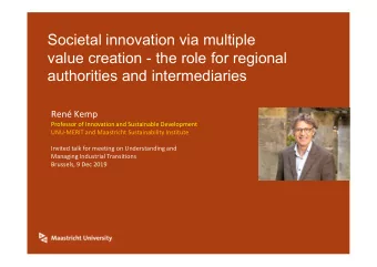 Societal innovation via multiple  value creation - the role for regional  authorities and