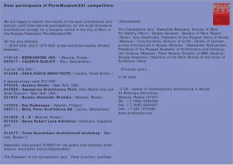 Dear participants of Perm Museum XXI  com petition  (Switzerland)  We are happy to deliver the