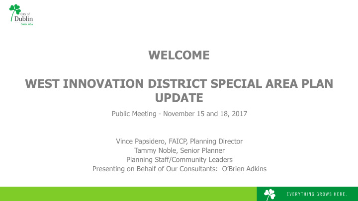 welcome west innovation district special area plan update