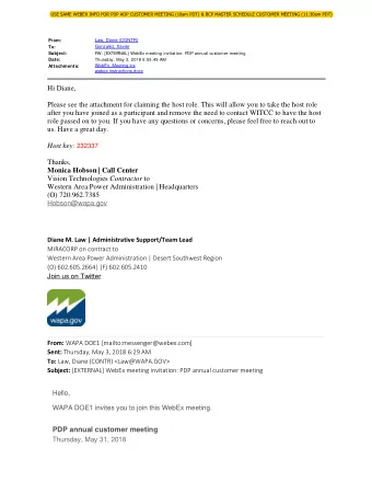 Hi Diane,  Please see the attachment for claiming the host role. This will allow you to take the