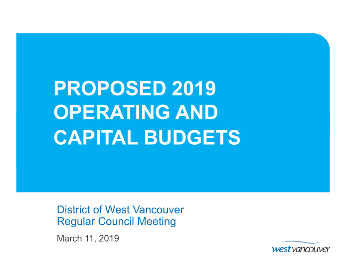 proposed 2019 operating and capital budgets