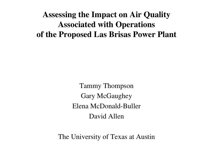 assessing the impact on air quality associated with