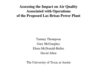 Assessing the Impact on Air Quality  Associated with Operations  of the Proposed Las Brisas Power