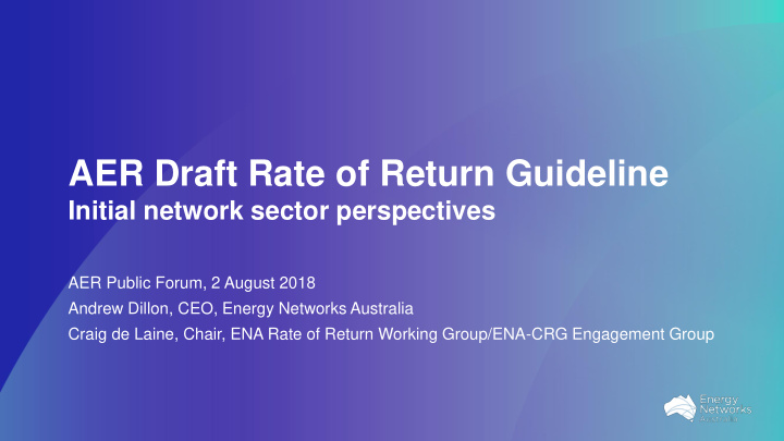 aer draft rate of return guideline