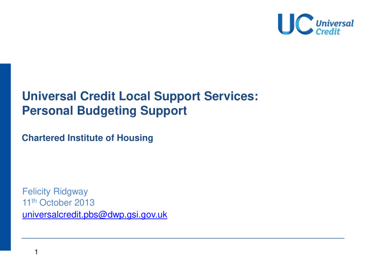 universal credit local support services