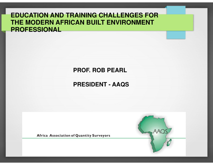education and training challenges for the modern african