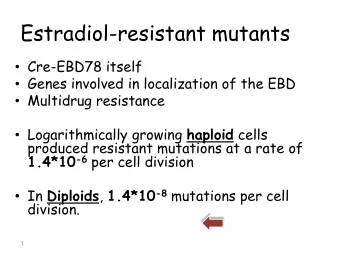 Estradiol-resistant mutants  Cre-EBD78 itself  Genes involved in localization of the EBD