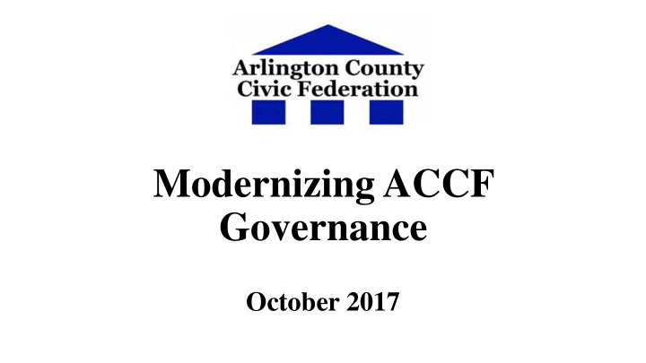 modernizing accf governance