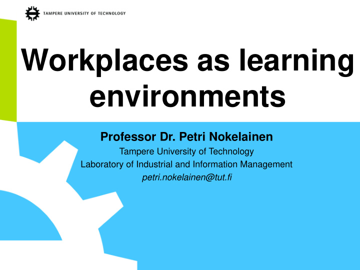 workplaces as learning