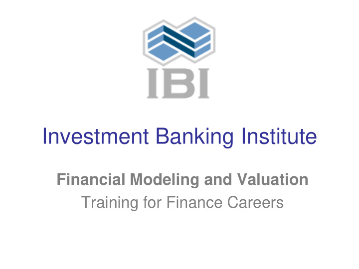 investment banking institute