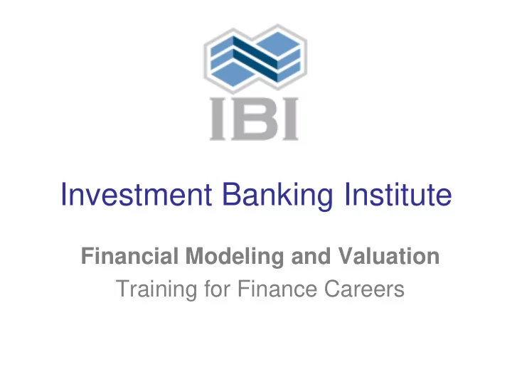 investment banking institute