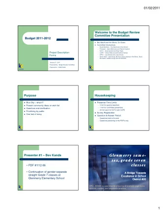 Glenm erry sa m e-  Glenm erry sa m e-  Presenter #1  Bev Kanda  sex, gra d e sev en  sex, gra d