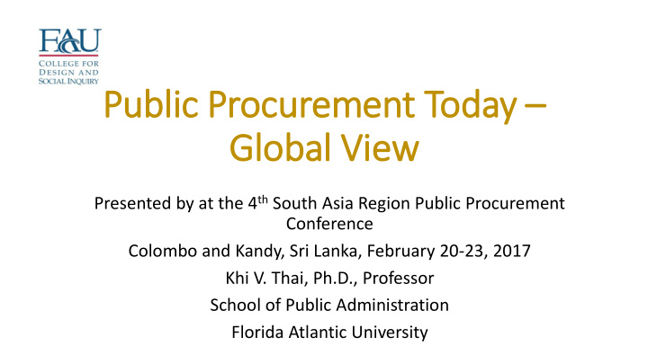 public procurement today global view
