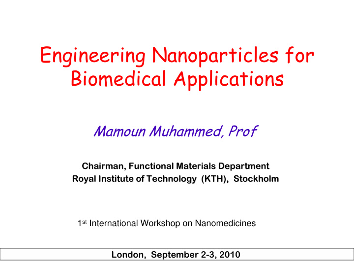 engineering nanoparticles for biomedical applications