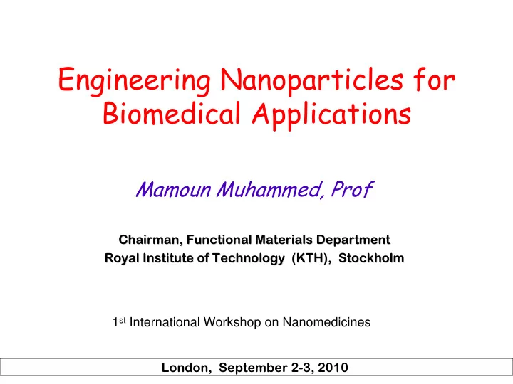 engineering nanoparticles for biomedical applications