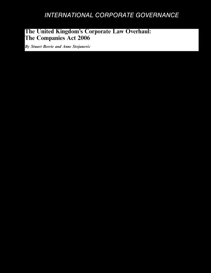 international corporate governance the united kingdom s