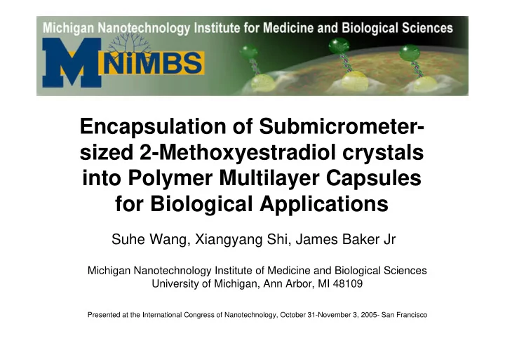 encapsulation of submicrometer sized 2 methoxyestradiol