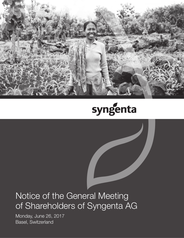 notice of the general meeting of shareholders of syngenta