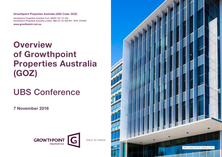 overview of growthpoint properties australia goz ubs