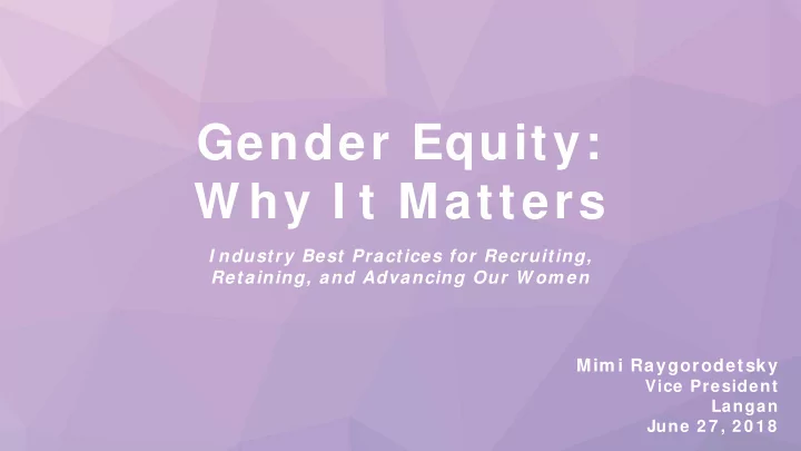 gender equity w hy i t matters