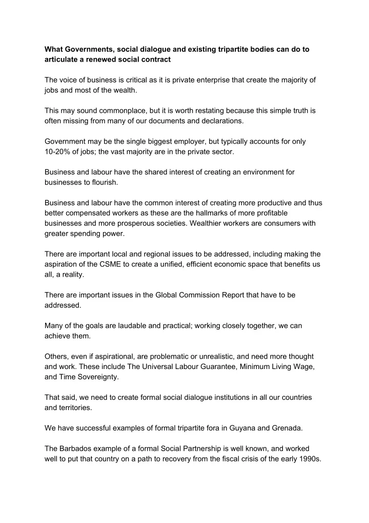 what governments social dialogue and existing tripartite