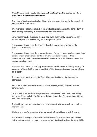 What Governments, social dialogue and existing tripartite bodies can do to  articulate a renewed