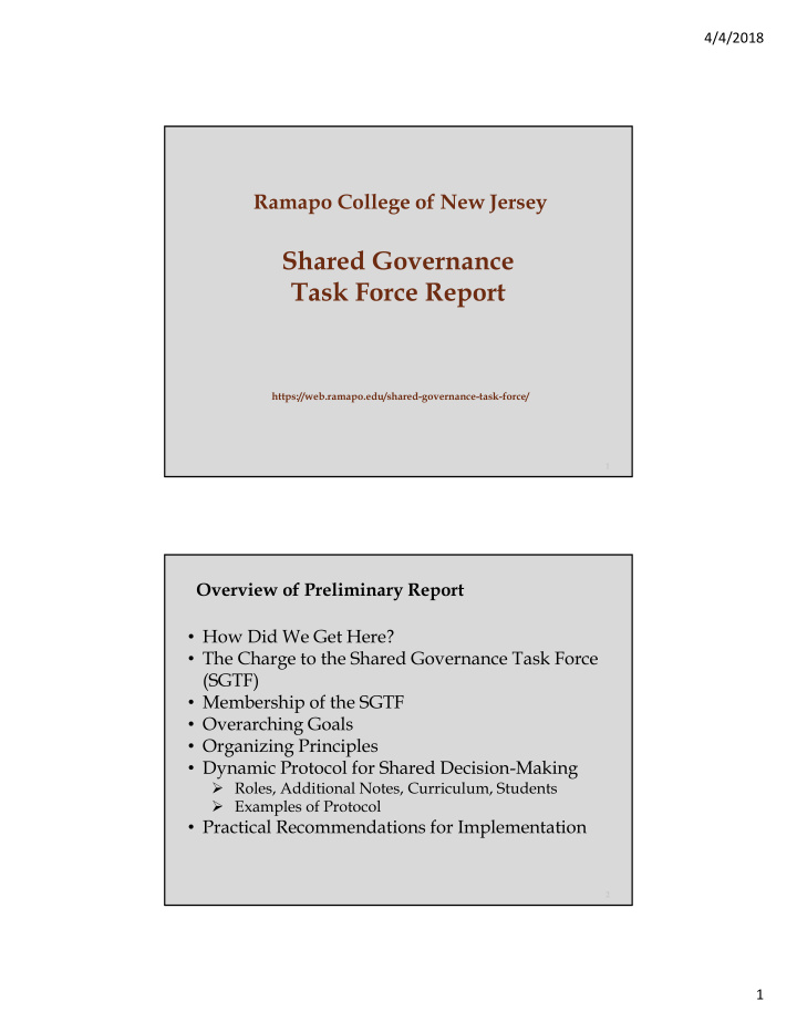 shared governance task force report