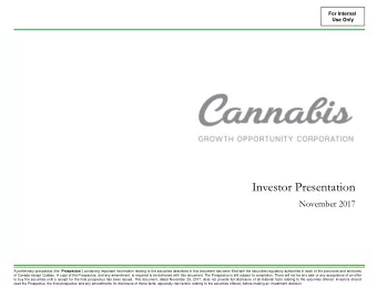 November 2017 A preliminary prospectus (the  Prospectus ) containing important information