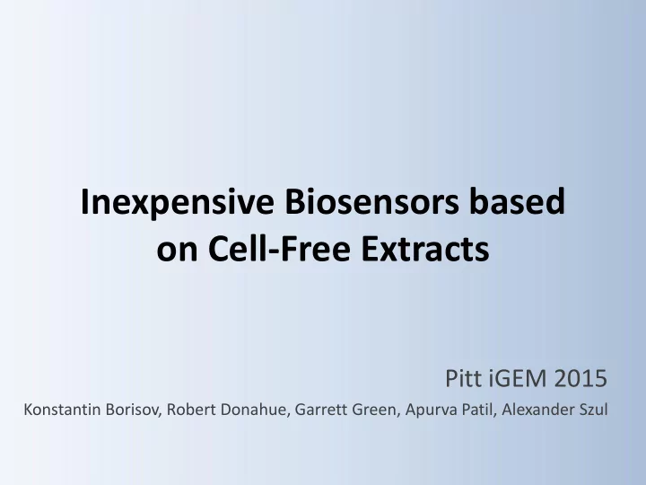 on cell free extracts