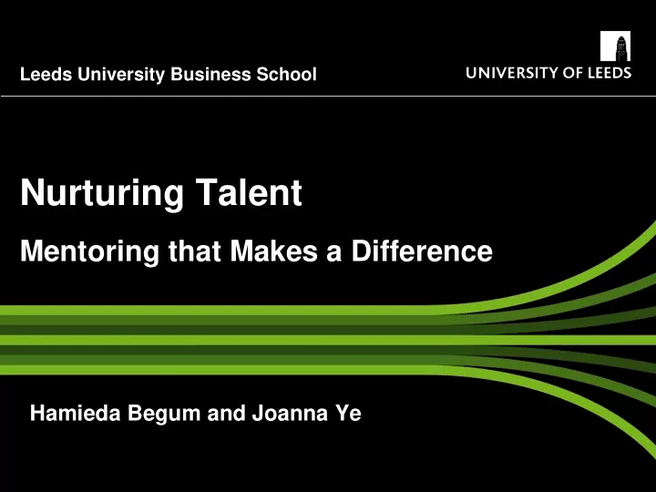nurturing talent