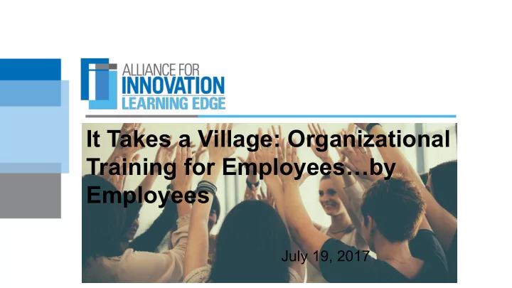 it takes a village organizational training for employees