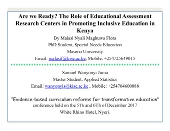 Are we Ready? The Role of Educational Assessment  Research Centers in Promoting Inclusive Education