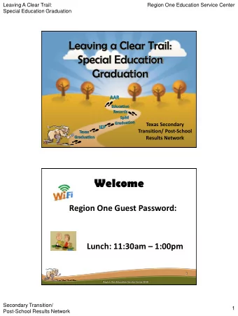 Special Education  Graduation  Texas Secondary  Transition/ Post-School  Results Network  Welcome