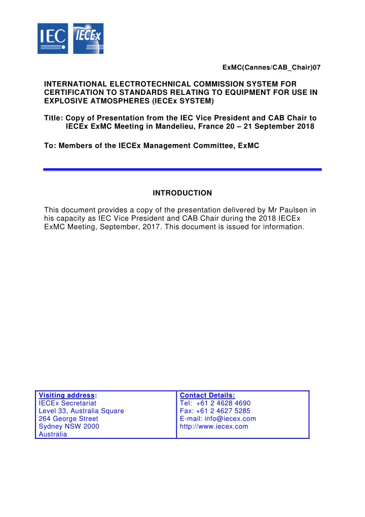 international electrotechnical commission system for