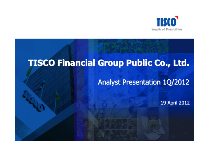 tisco financial group public co ltd tisco financial group