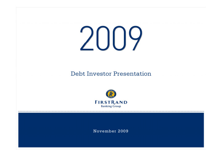debt investor presentation