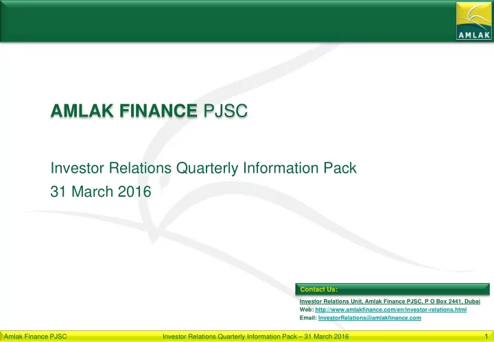 amlak finance pjsc