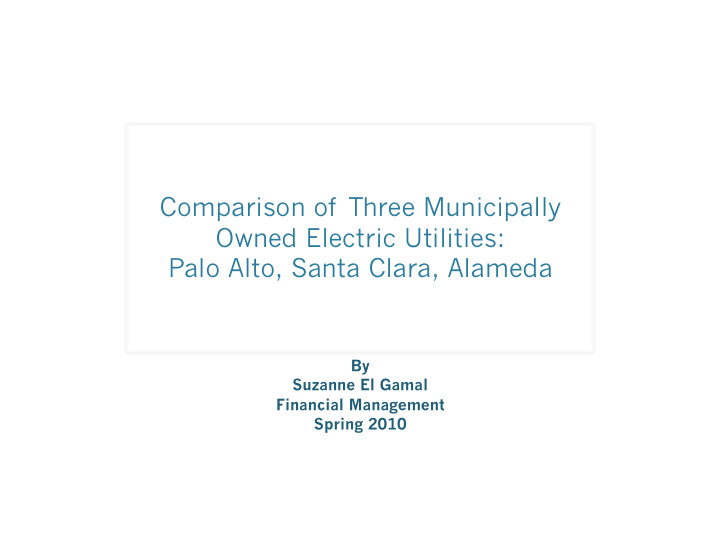 comparison of three municipally owned electric utilities