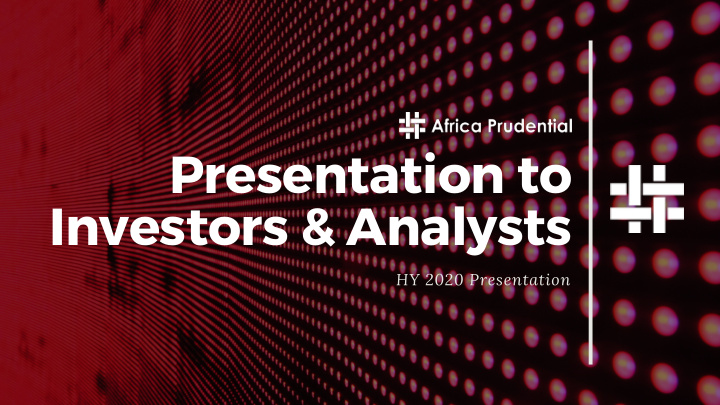 presentation to investors analysts