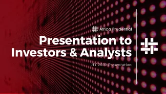 Presentation to  Investors &amp; Analysts  HY 2020 Presentation  Disclaimer  From time to time,