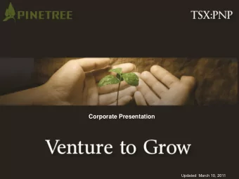 Corporate Presentation  Updated  March 10, 2011  Forward Looking Statements  Forward-Looking