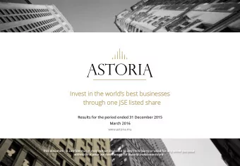 Invest in the worlds best businesses  thr  hroug  ough  h one  e JSE liste  ted  d share