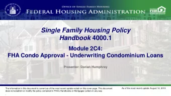 Single Family Housing Policy Handbook 4000.1  Module 2C4:  FHA Condo Approval - Underwriting