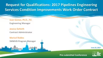Request for Qualifications: 2017 Pipelines Engineering  Services Condition Improvements Work Order