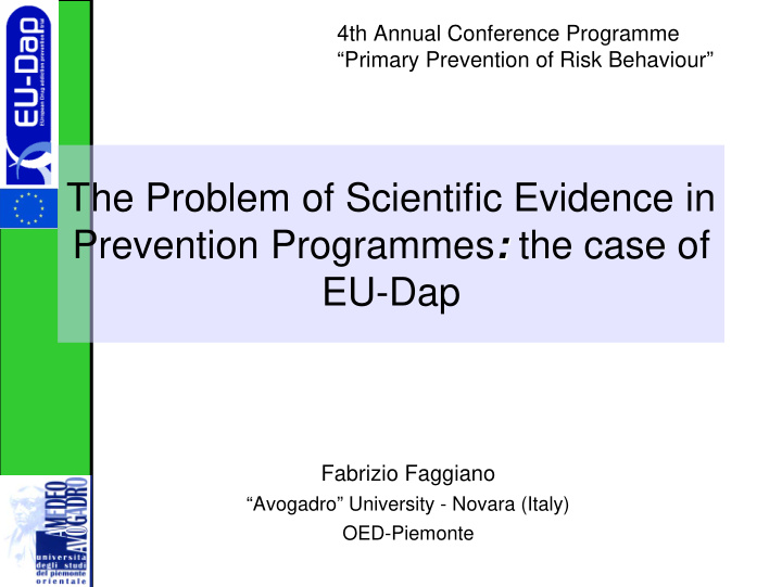 the problem of scientific evidence in prevention