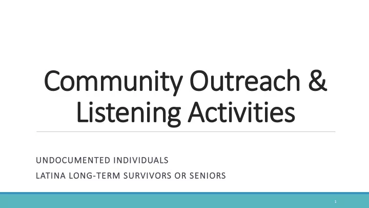 commun unity o outrea each amp h amp listen ening ng a